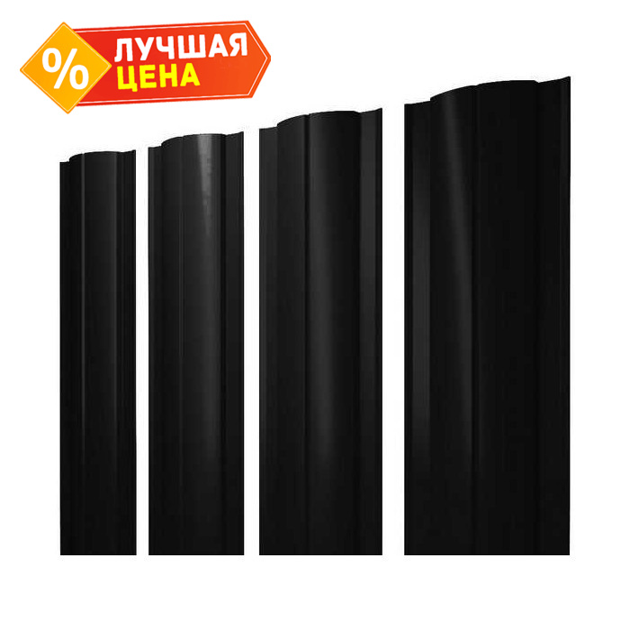 Штакетник Круглый Grand Line 0,5 Velur RAL9005 Черный