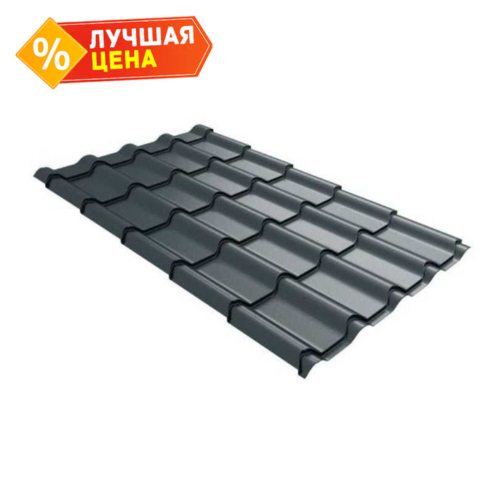 Металлочерепица Grand Line Kamea (Камея) 0,5 Satin Мatt RAL 7016 Антрацитово-серый